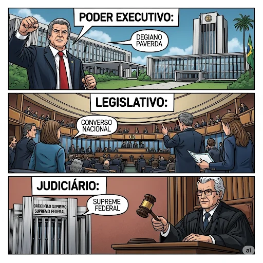 Os 3 Poderes - Executivo, Legislativo e Judiciário 