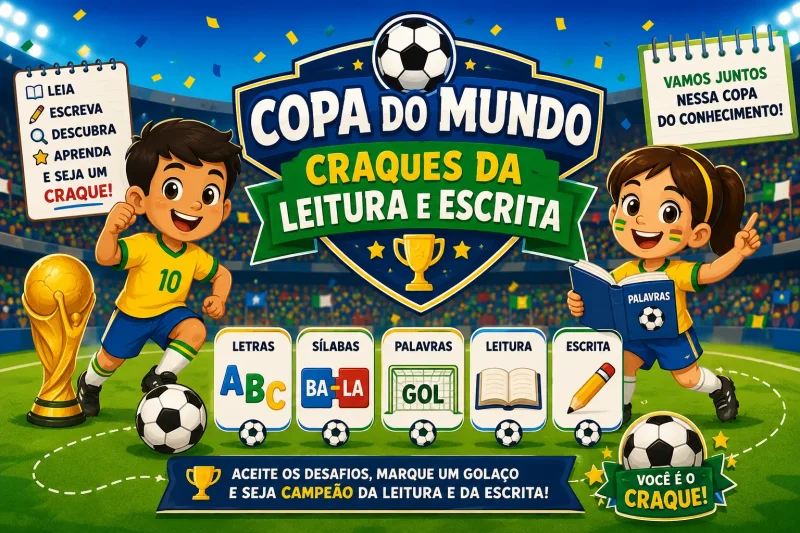 Copa do Mundo – Craques da Leitura e da Escrita ⚽🏆 - Jogo educativo
