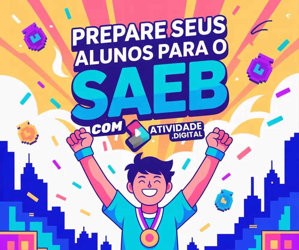 Aluno comemorando conquista no SAEB 2025